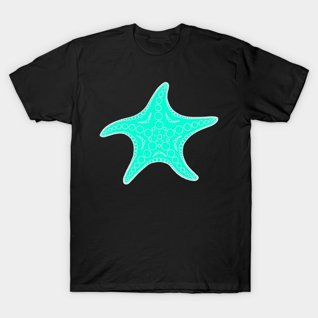 Starfish (white/cyan) T-Shirt by calenbundalas